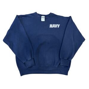 Vintage 90s NAVY made in USA authentic US military Soffe Large Crewneck blue